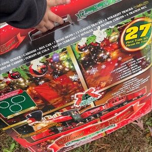 Festive Red and Green Train Set slightly used